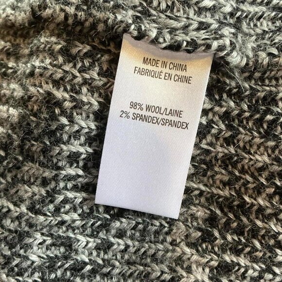 Theory Wool Button Cardigan Sweater Black White Knit Size Large - Picture 3 of 3